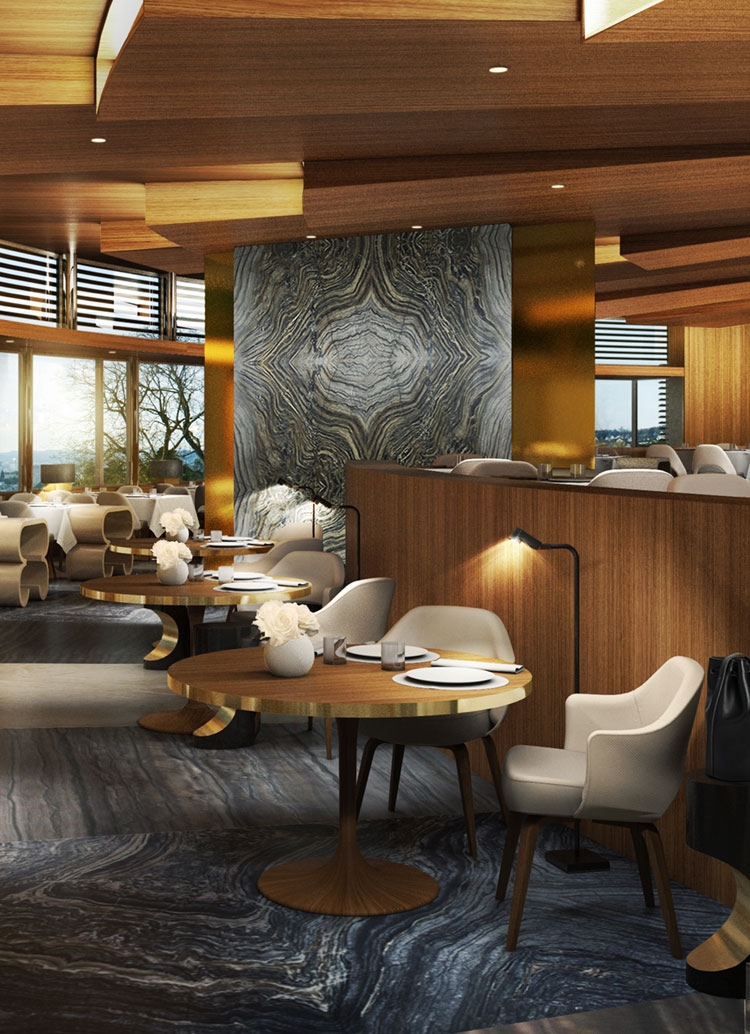 interior architect interior design hospitality retail: Sonnenberg Restaurant FIFA Club Zurich