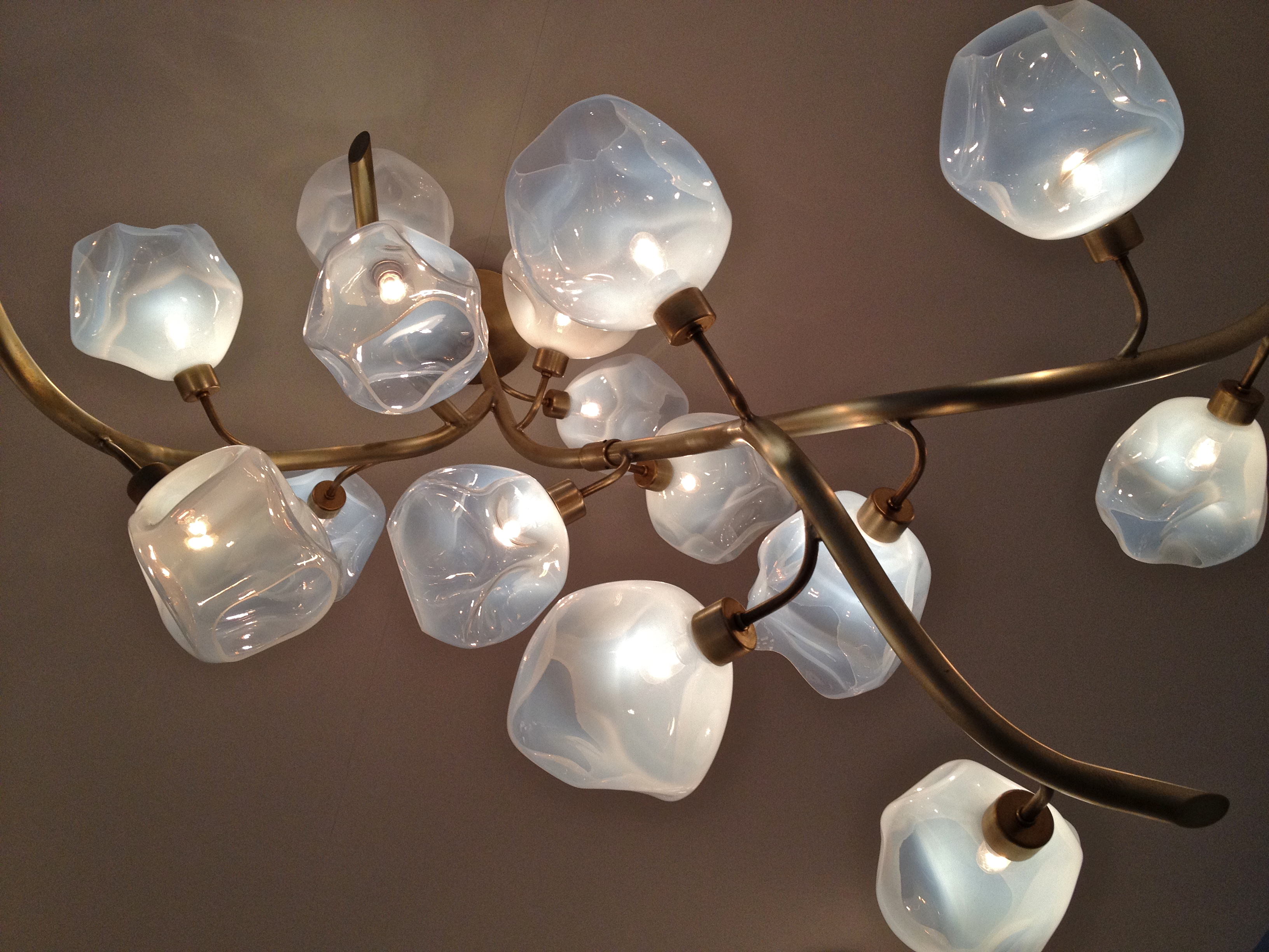 Ceiling lamp made of hand-blown glass balls